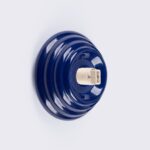 ceramiczny kinkiet w stylu vintage - niebieska podstwa, kosz kulka