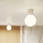 Lampa sufitowa Halo jasnobeżowa karbowana - klosz kulka