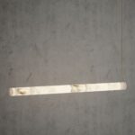 Alabastrowa lampa wisząca do kuchni Bowie 130 - podłużna - klosz z naturalnego kamienia