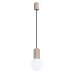 Beżowa lampka wisząca Halo nad blat - ryflowany korpus