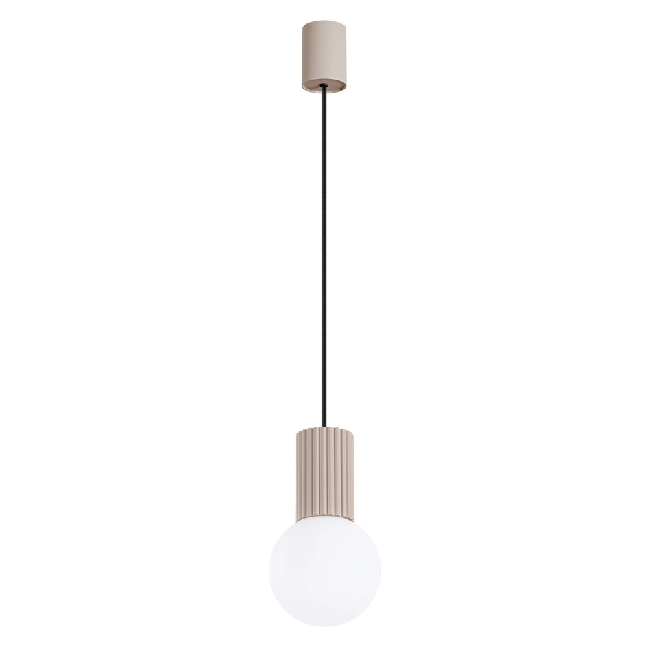 Beżowy zwis sufitowy Halo nad blat - ryflowany korpus