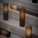 Brązowa lampa ogrodowa na schody Sidara 95 IP44 - wysoka - ozdobna perforacja