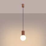 Brązowy zwis sufitowy kulka Halo do kuchni - ryflowany korpus