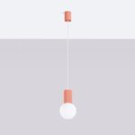 Brzoskwiniowa lampa wisząca Halo do pokoju dziecięcego - ryflowana