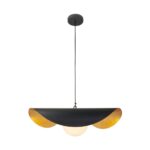 Czarno-złota lampa wisząca Enzo 40 - z mleczną kulą - styl loft