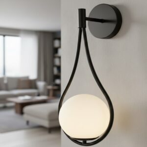 Czarny kinkiet ścienny Drop - z dekoracyjną formą łezki