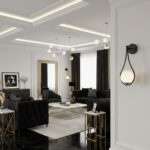 Dekoracyjny czarny kinkiet ścienny Drop - forma łezki - klosz kulka