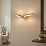 Dekoracyjny kinkiet Gufo do salonu - ptak - różowe złoto