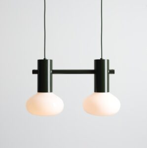 Dwupunktowa zielona lampa wisząca Flo 2 Moss - owalne klosze