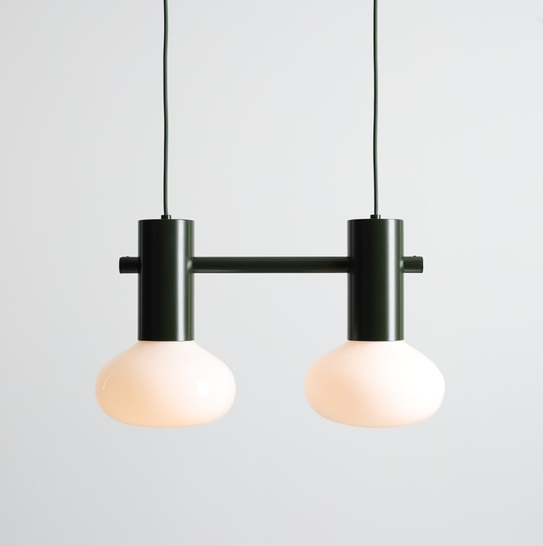 Dwupunktowa zielona lampa wisząca Flo 2 Moss - owalne klosze