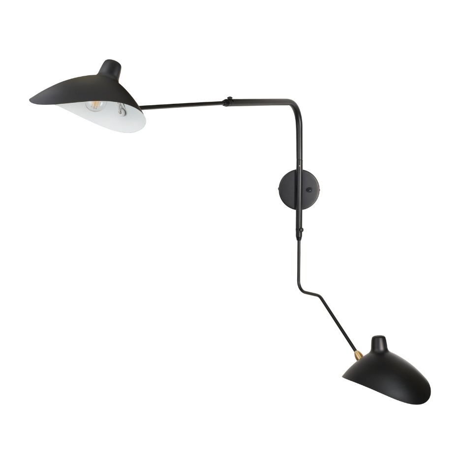 Dwuramienny czarny kinkiet Crane - loft