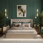 Elegancka lampa wisząca Bella 25 do sypialni po obu stronach łózka - ze złotą obręczą