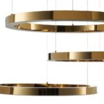 Elegancka lampa wisząca Circle - 3 x ring LED 60+80+100cm - złoty połysk
