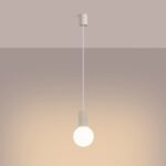 Jasnobeżowa lampa wisząca Halo do sypialni nad stolik - szklana kula