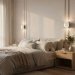 Kinkiet Carmello do sypialni nad szafkę nocną - prążkowany klosz