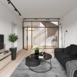 Lampa podłogowa regulowana Mono II czarno-złota - ruchome klosze - do nowoczesnego salonu