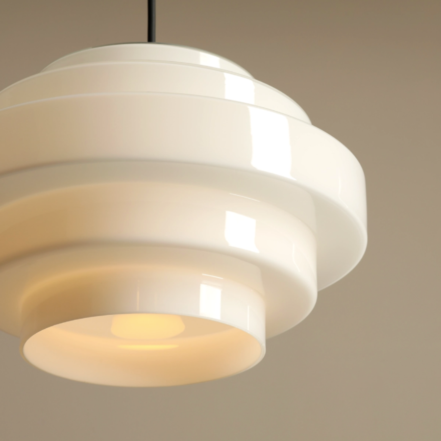 Lampa sufitowa retro Filo Milky S 28 artera - na czarnej sztycy 30cm
