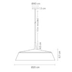 Lampa wisząca Bonn nad stolik - alabastrowy klosz - rysunek techniczny