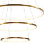 Lampa wisząca Circle Slim 40+60+80 - 3 smukłe pierścienie ledowe LED - w złotym polerowanym wykończeniu