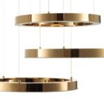Lampa wisząca Circle do jadalni - 3 pierścienie ledowe 60+60+60 - złoty połysk
