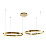 Lampa wisząca Circle do salonu - dwa ringi LED 80+80 - złoty połysk