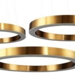 Lampa wisząca Circle do salonu w kolorze mosiądzu - 3 pierścienie LED 60+60+80