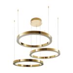 Lampa wisząca Circle - trzy pierścienie LED 40+60+80 - dużo światła - złoty połysk