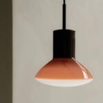 Lampa wisząca Onda nad stolik - brzoskwiniowy gradientowy szklany klosz