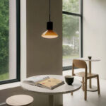 Lampa wisząca Onda z gradientowym szklanym kloszem - ochra