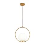 Lampa wisząca do lustra Costa Round 35 - z białą kulą i złotym ringiem