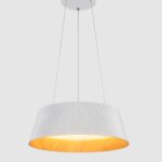 Lampa wisząca do salonu Frill 45 LED biała - aluminiowy ryflowany klosz