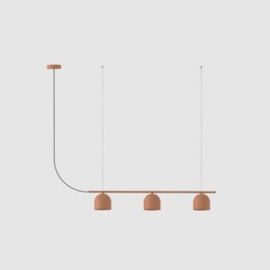 Lampa wisząca liniowa Rio 3 terakota - półkoliste klosze