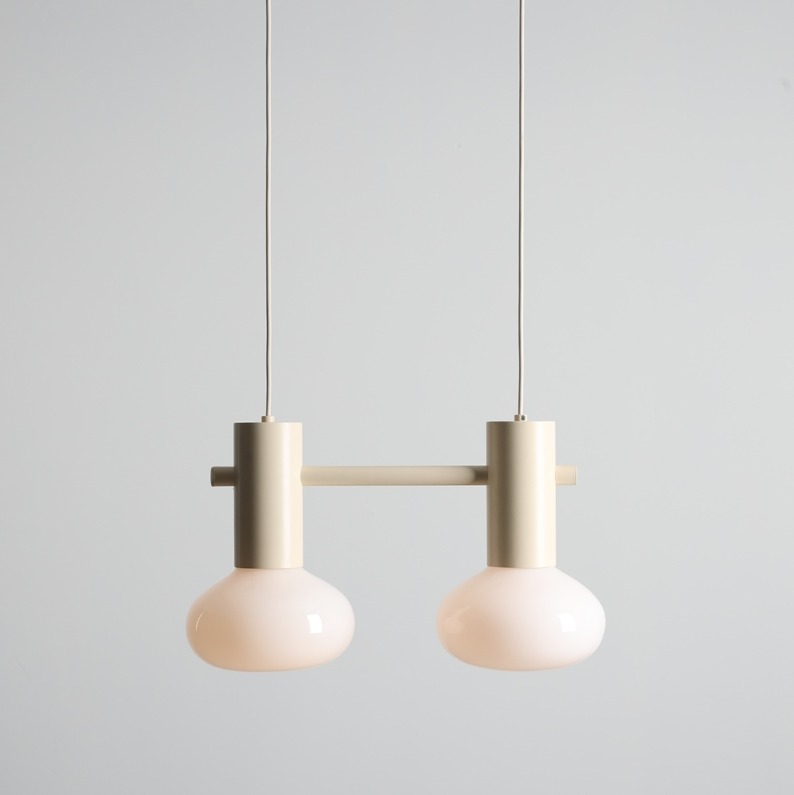 Lampa wisząca nad stół Flo 2 Cream dwupunktowa - Aldex