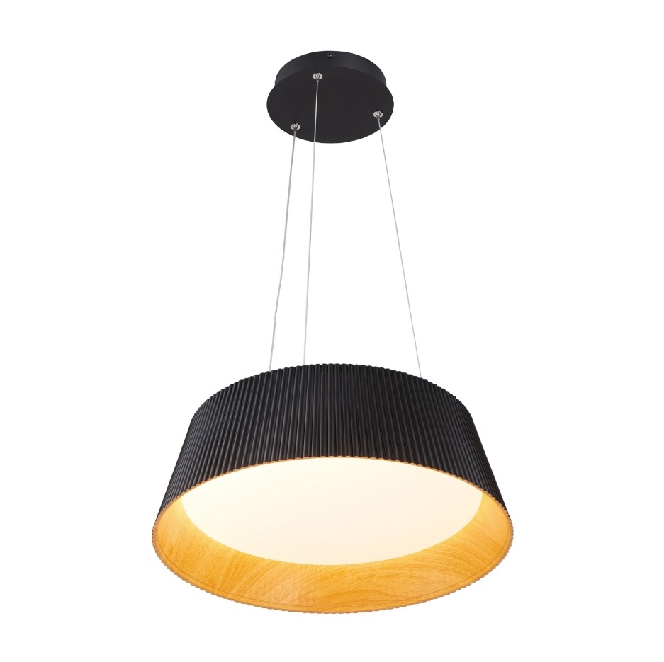 Lampa wisząca nad stół Frill 45 LED czarna - ryflowany klosz