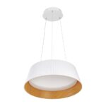 Lampa wisząca nad wyspę Frill 45 LED biała - ryflowany klosz z drewnopodobnym wnętrzem