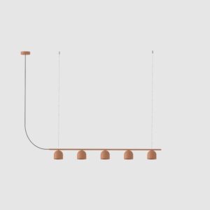 Liniowa lampa wisząca nad wyspę Rio 5 terakota - małe klosze