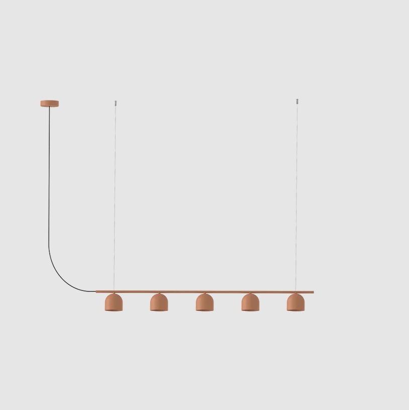 Liniowa lampa wisząca nad wyspę Rio 5 terakota - małe klosze