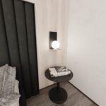 Metalowy kinkiet Form 5 nad stolik - klosz ze szkła w kształcie kuli