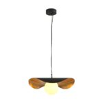 Nowoczesna czarno-złota lampa wisząca Enzo 40 do salonu - z mleczną kulą