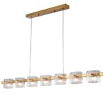 Nowoczesna lampa wisząca Baccio złota - 7 szklanych kloszy