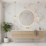 Nowoczesna lampa wisząca Bella 25 do łazienki po obu stronach lustra - ze złotą obręczą