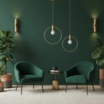 Nowoczesna lampa wisząca Bella 25 nad okrągły stolik do eleganckiego salonu - ze złotą obręczą