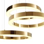 Nowoczesna lampa wisząca Circle 3 pierścienie LED 60+60+60 - złoty połysk
