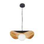 Nowoczesna lampa wisząca Enzo 40 - czarno-złoty klosz z mleczną kulą