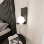 Nowoczesny kinkiet Form 5 do sypialni - czarny z kulistym kloszem