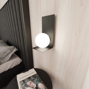 Nowoczesny kinkiet Form 5 - czarny z kulistym kloszem