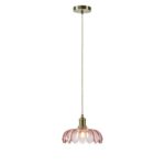 Ozdobna lampa wisząca Kurage - różowy szklany klosz