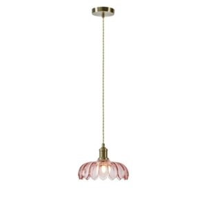 Ozdobna lampa wisząca Kurage - różowy szklany klosz