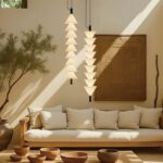 Pionowa lampa wisząca do salonu Boga LED - klosze w kształcie stożka