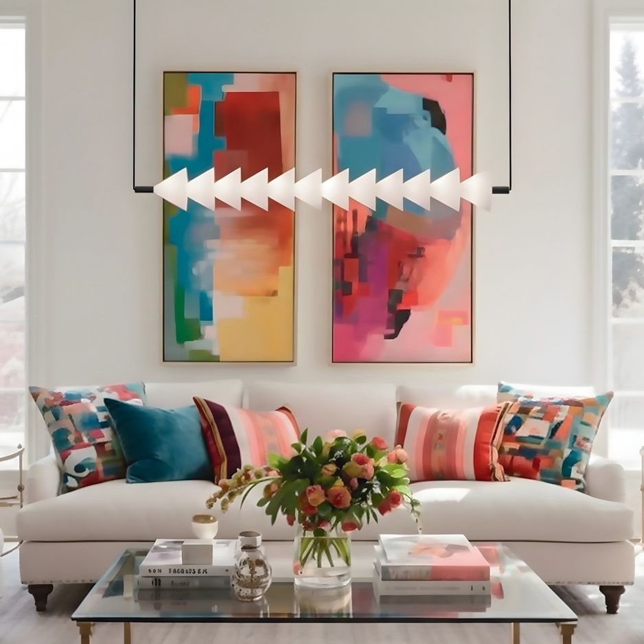 Podłużna lampa wisząca do salonu Boga - szklana